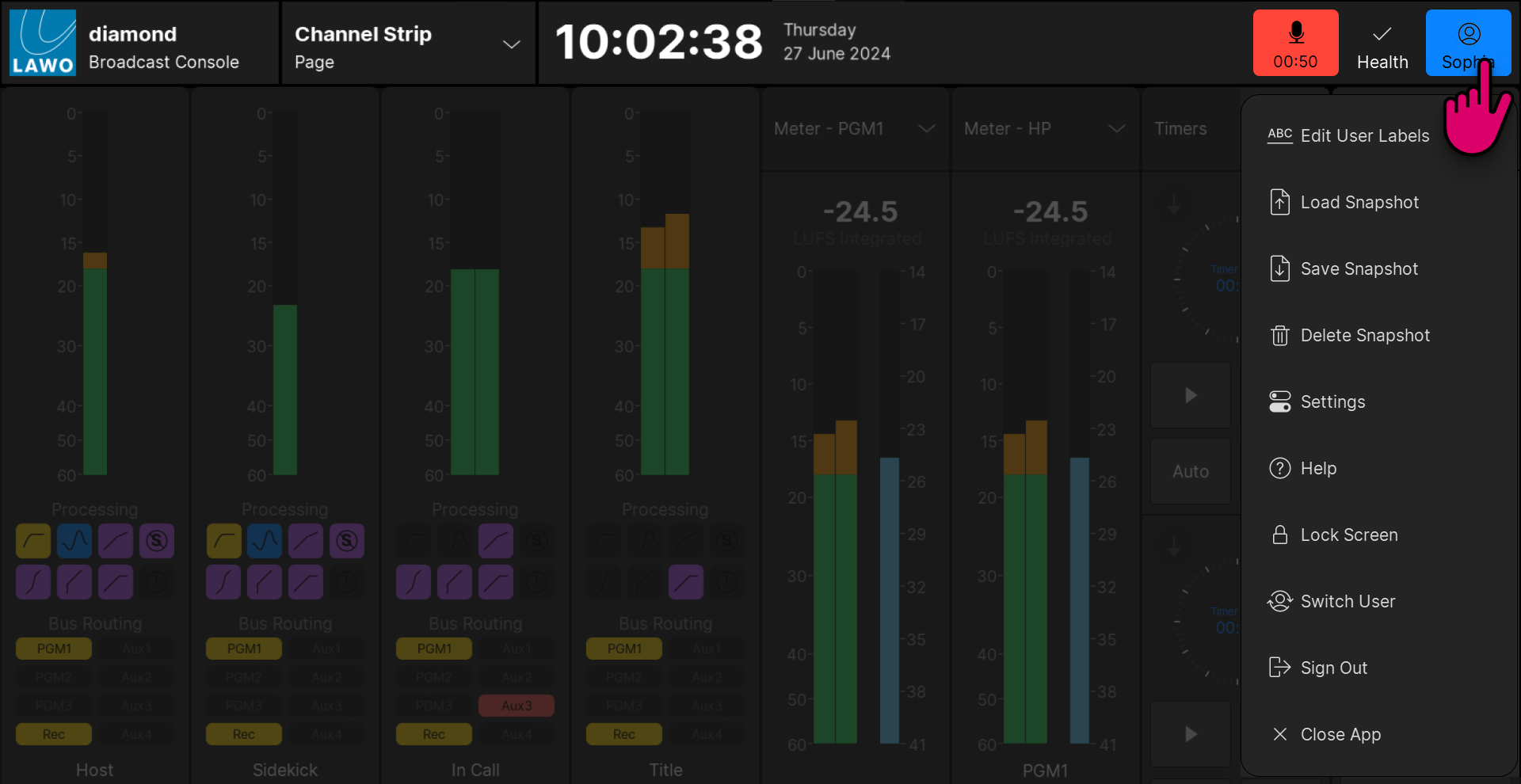 diamond VX - User Menu (after login) diamond VX - User Menu (after login)