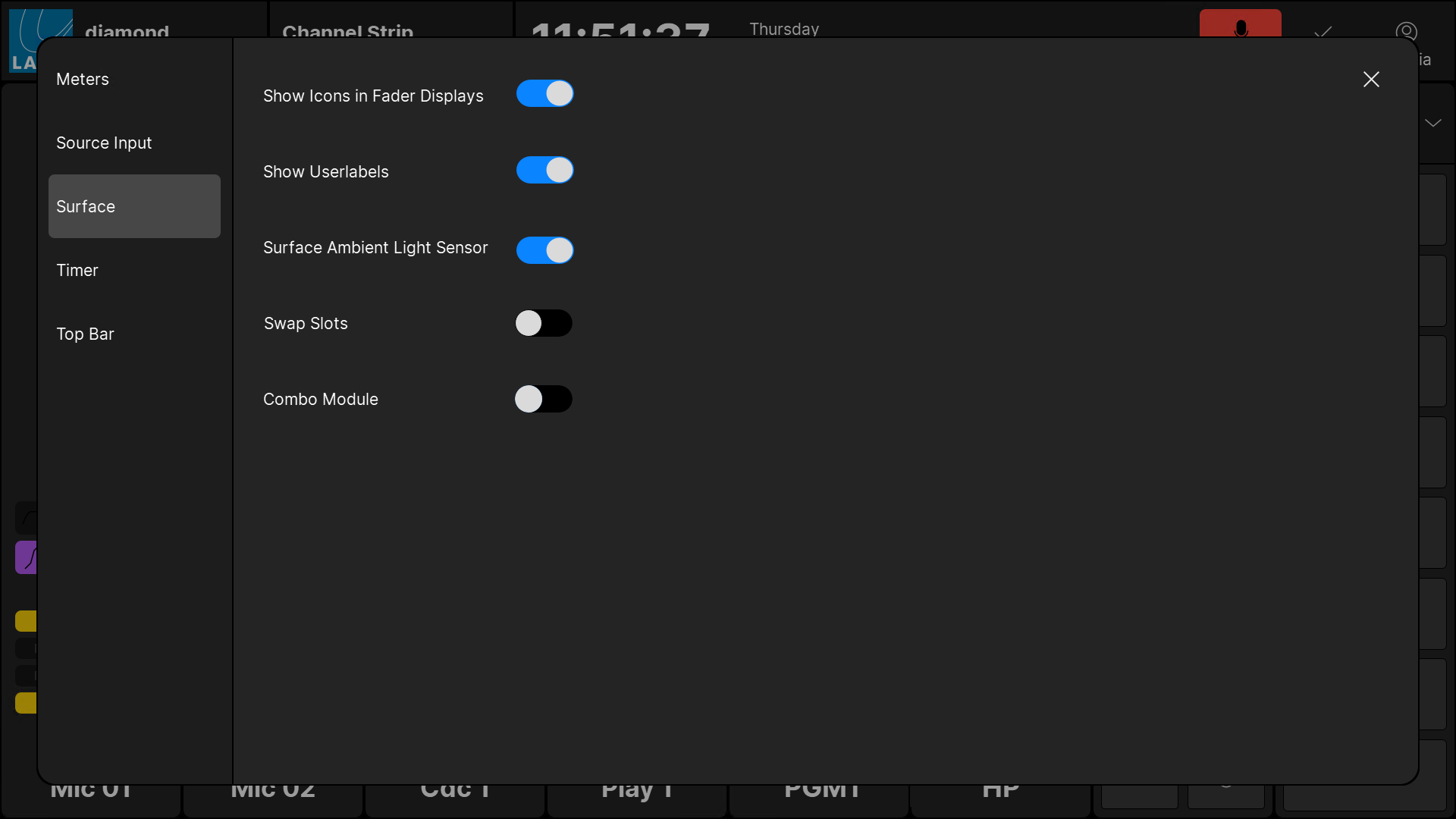 diamond VX - Settings dialog box