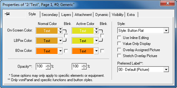 vsmStudio - Panel Editor 7 - Button Properties